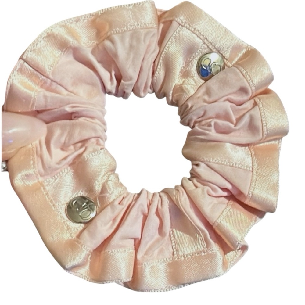 Auth Dior Pink Scrunchie hair tie with silver CD rivet accents vintage Rare